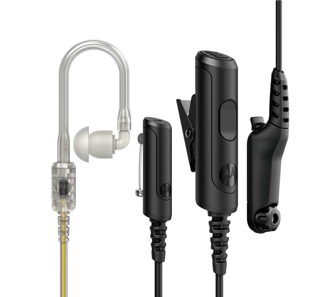 Motorola Ohrhörer 3 Kabel mit PTT und Mikrofon transparenter Schallschlauch GCAI Mini IMPRES PMLN8084A