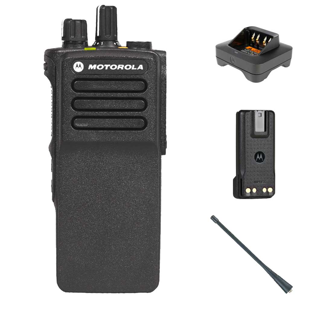 SET Motorola DP4400e Handfunkgerät VHF Antenne Batterie Einzelladegerät MDH56JDC9VA1AN