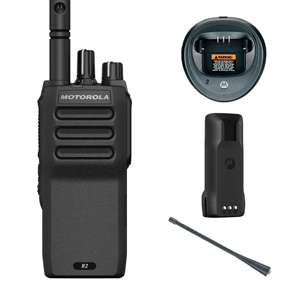SET Motorola R2 Handfunkgerät VHF analog digital Batterie Antenne Ladegerät MDH11JDC9JA2AN