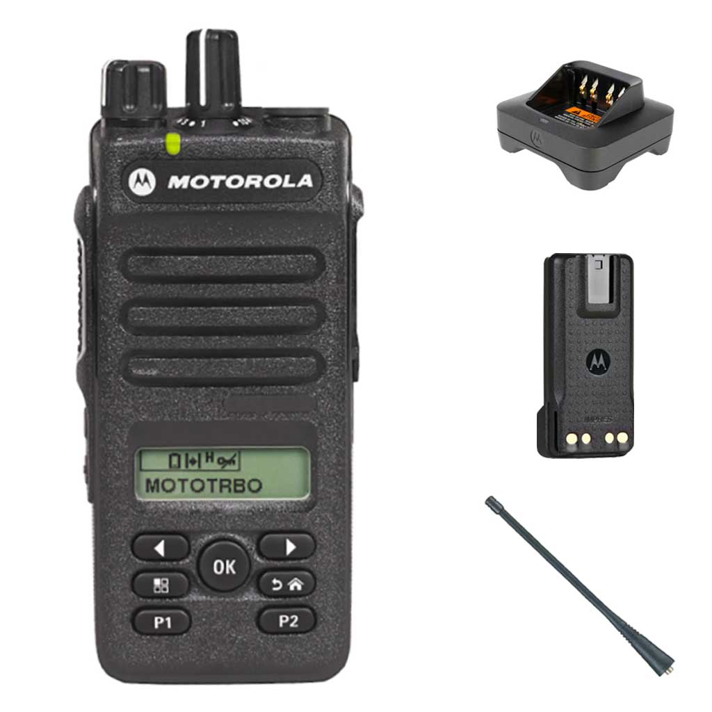 SET Motorola DP2600e Handfunkgerät UHF Antenne Batterie Einzelladegerät MDH02RDH9VA1AN