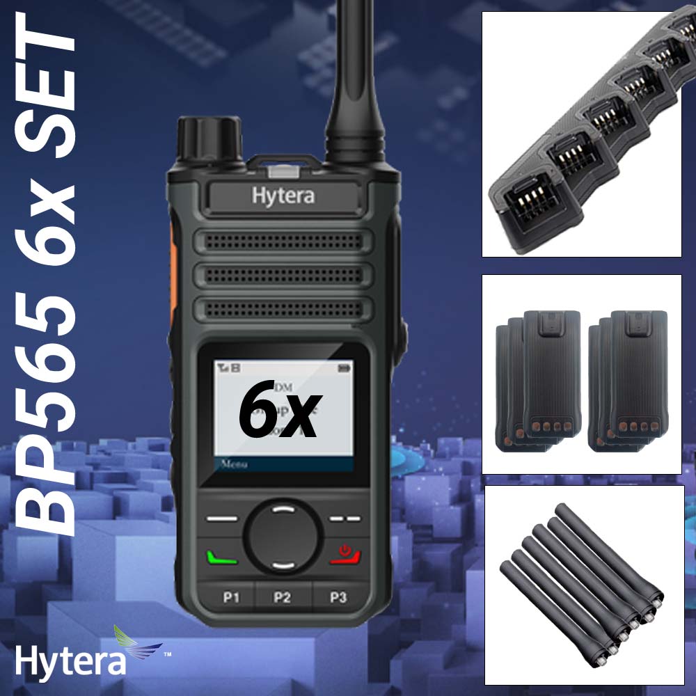 SET 6x Hytera BP565 UHF Handfunkgerät mit Batterie Antenne Ladegerät BP565U1