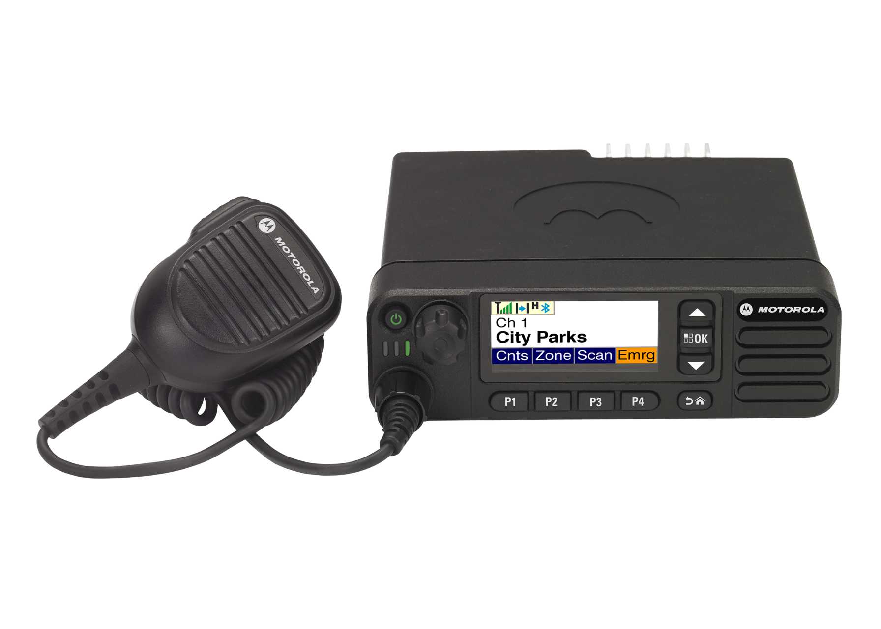 SET Motorola DM4601e WLAN Bluetooth GPS UHF 403-470MHz Tastaturmikrofon Montagewinkel MDM28QNN9RA2AN
