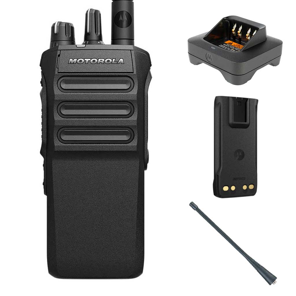 SET Motorola R7a Handfunkgerät VHF 2450mAh Batterie Antenne Ladegerät MDH06JDC9VA2AN
