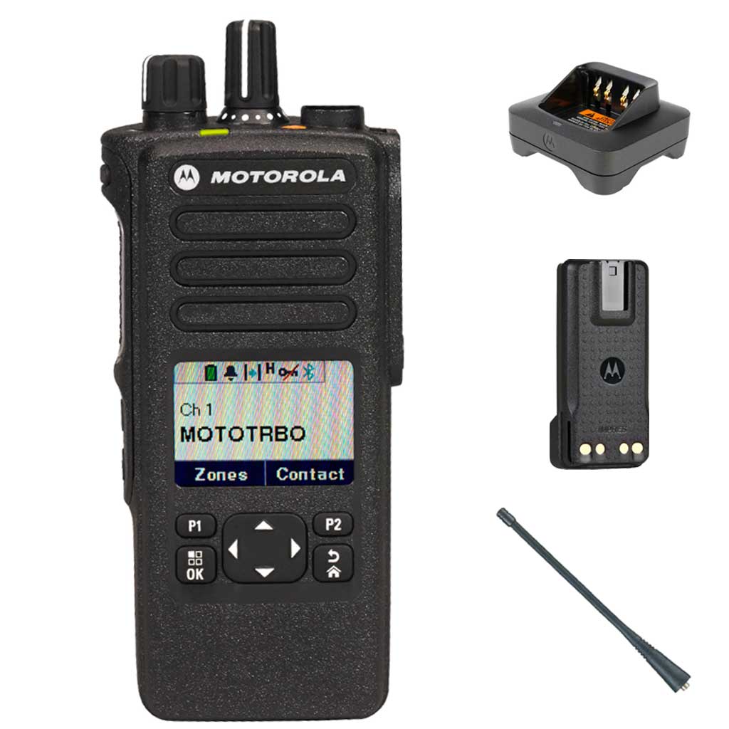 SET Motorola DP4601e Handfunkgerät UHF Antenne Batterie Einzelladegerät MDH56RDQ9RA1ANB