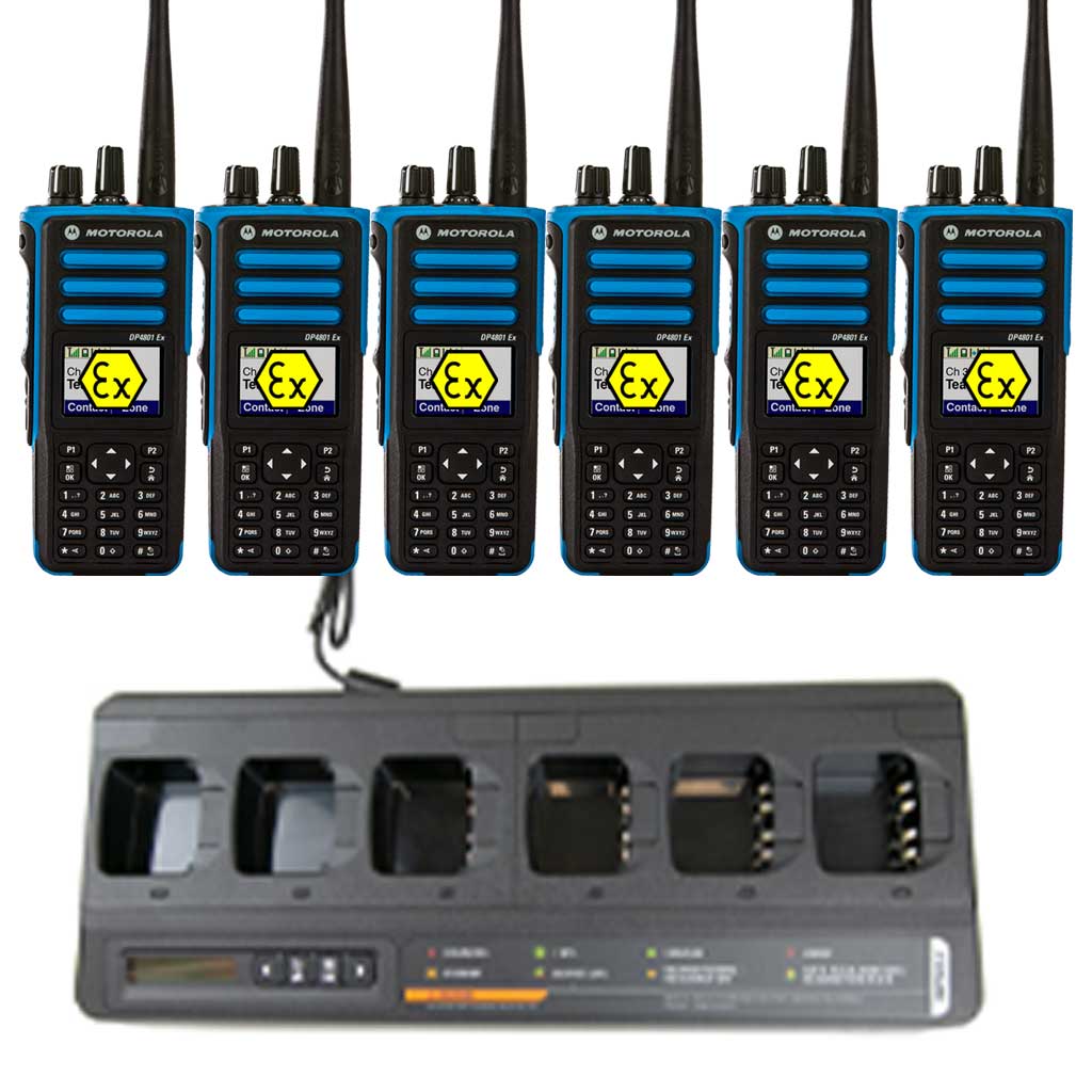SET 6x Motorola DP4801Ex ATEX UHF Akku Antenne Ladegerät MDH56QCN9PA3AN