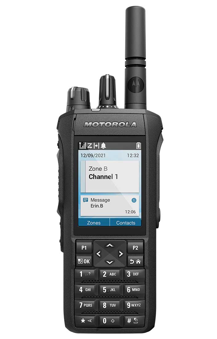 SET Motorola R7 Standard Handfunkgerät VHF mit Display und Tastatur Batterie 2200mAh Antenne Ladegerät MDH06JDN9WA2AN