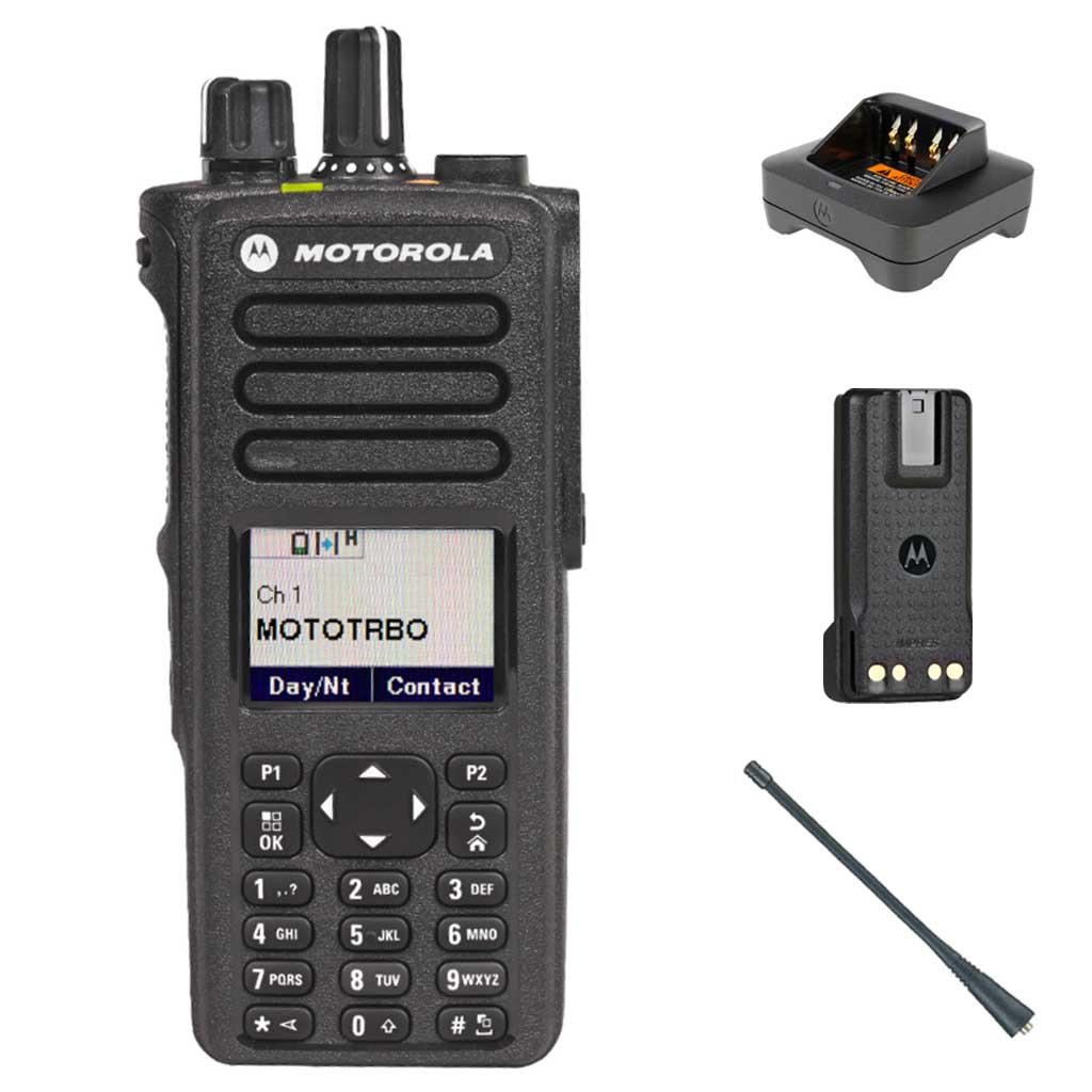 SET Motorola DP4801e Handfunkgerät VHF Antenne Batterie Einzelladegerät MDH56JDN9RA1AN