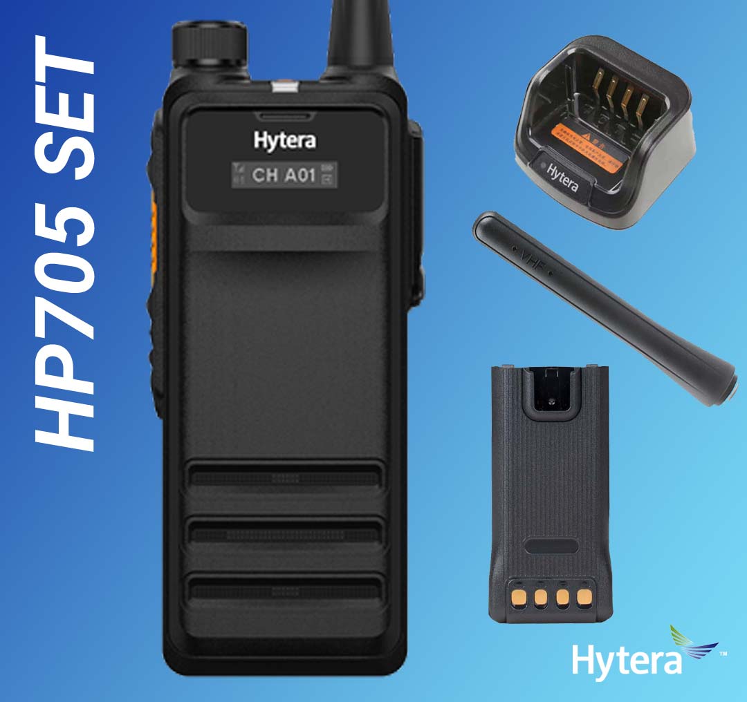 SET Hytera HP705 UHF 350-470MHz GPS Bluetooth Batterie Ladegerät Antenne 9cm HP705GUv