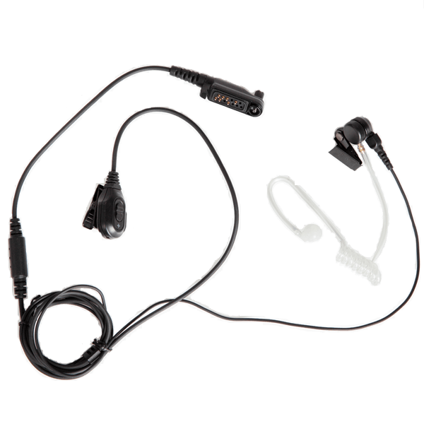 HYTERA 2-Kabel-Tarnsprechgarnitur, schwarz, Schallschlauch transparent EAN24 580002007035