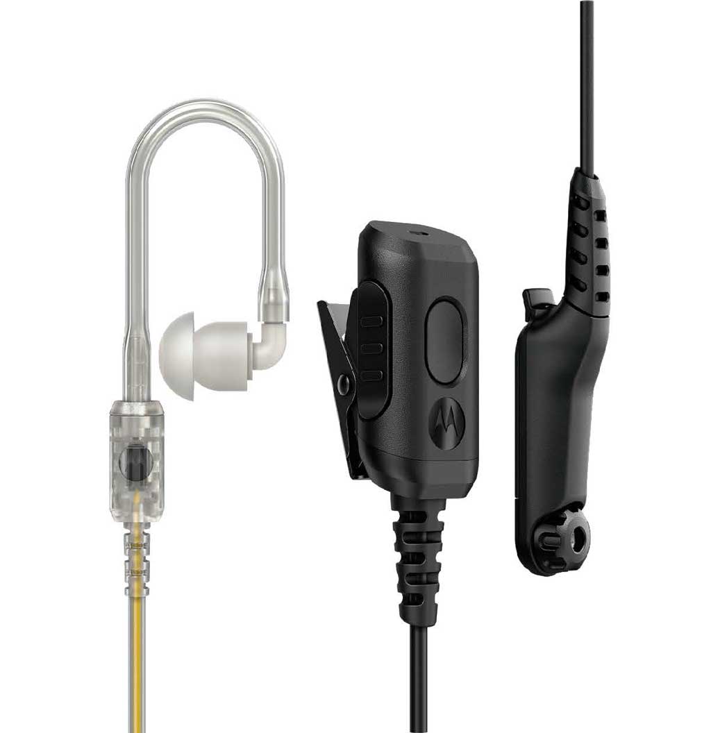 Motorola Ohrhörer 2 Kabel mit PTT und Mikrofon transparenter Schallschlauch GCAI Mini IMPRES PMLN8083A