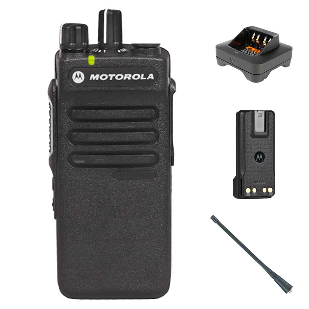 SET Motorola DP2400e Handfunkgerät UHF Antenne Batterie Einzelladegerät MDH02RDC9VA1AN