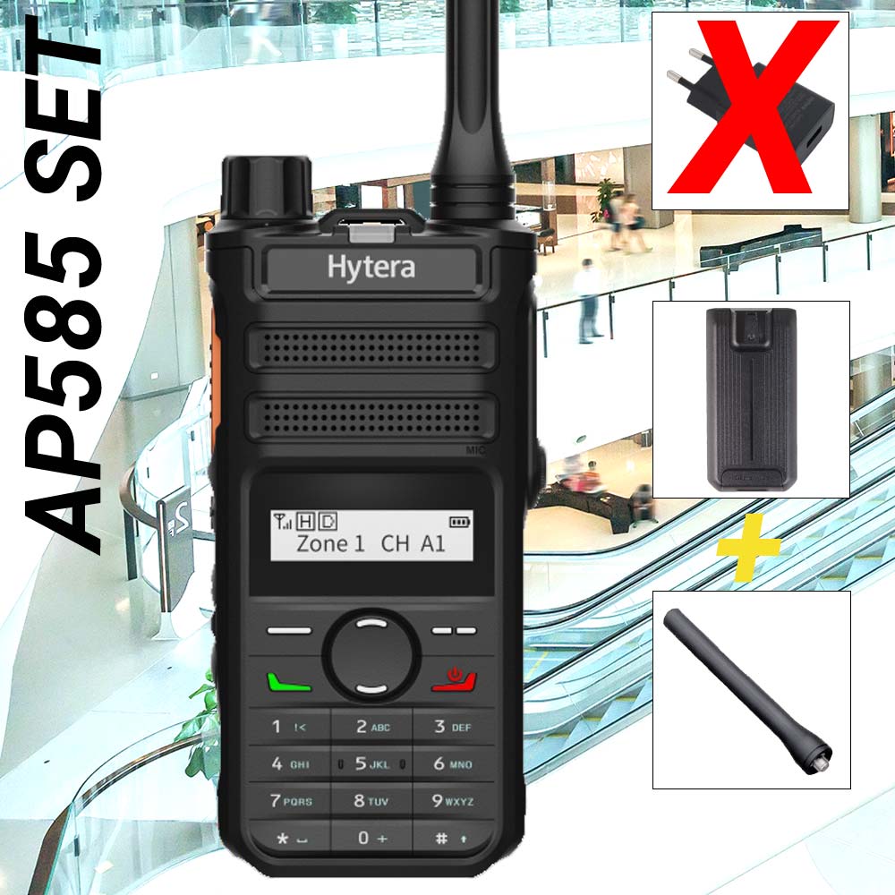 SET Hytera AP585 UHF 400-470MHz analoges Handfunkgerät IP67 mit Batterie Antenne AP585U1IP67