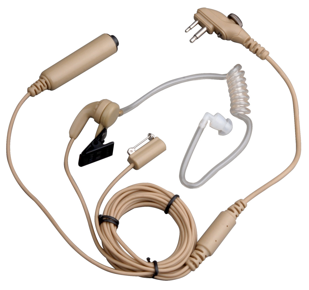 HYTERA Tarn-Sprechgarnitur beige 3-Kabel, separate Sendetaste, Mikrofon und transparenter Schallschlauch EAN06 580003009005