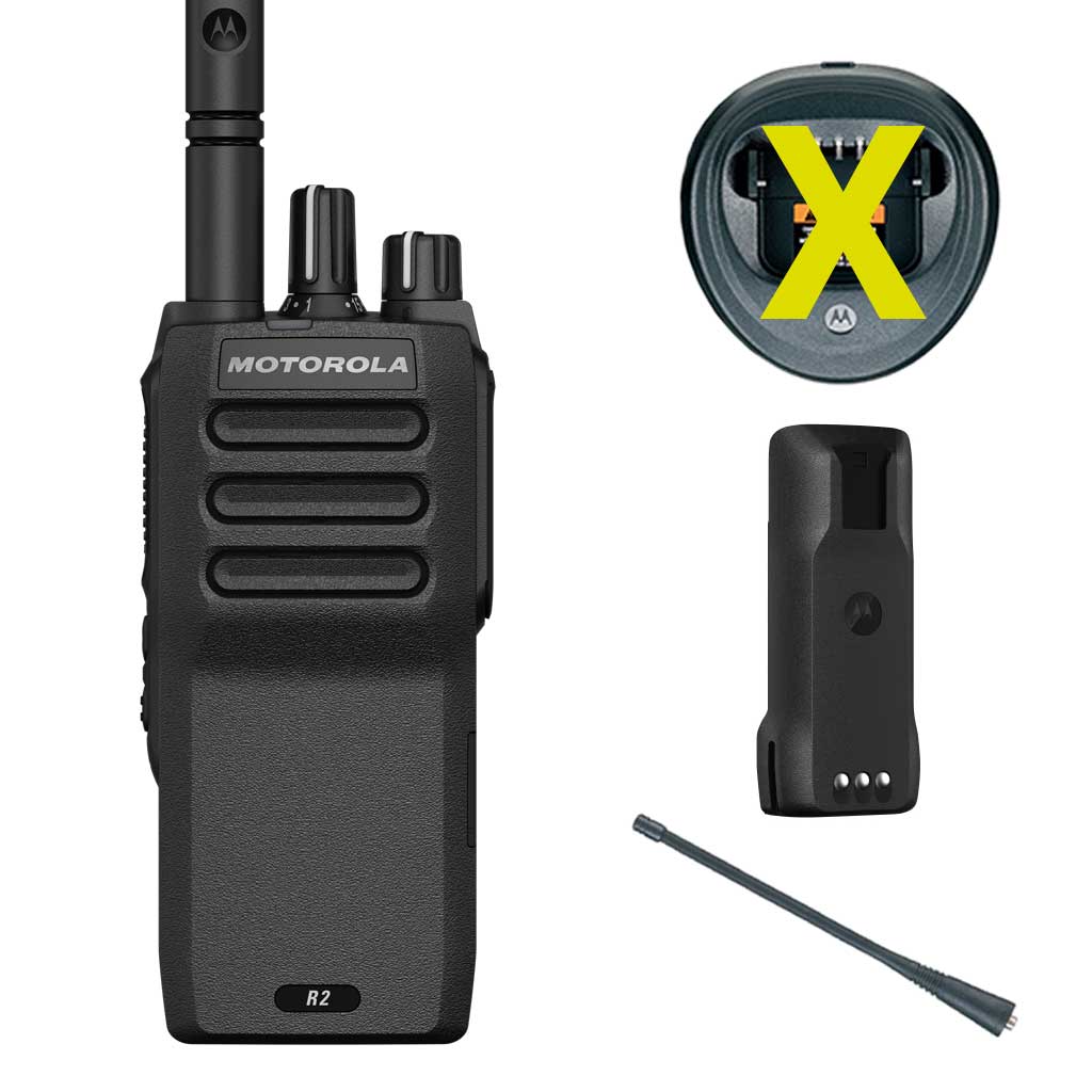 SET Motorola R2 Handfunkgerät VHF analog digital Batterie Antenne MDH11JDC9JA2AN