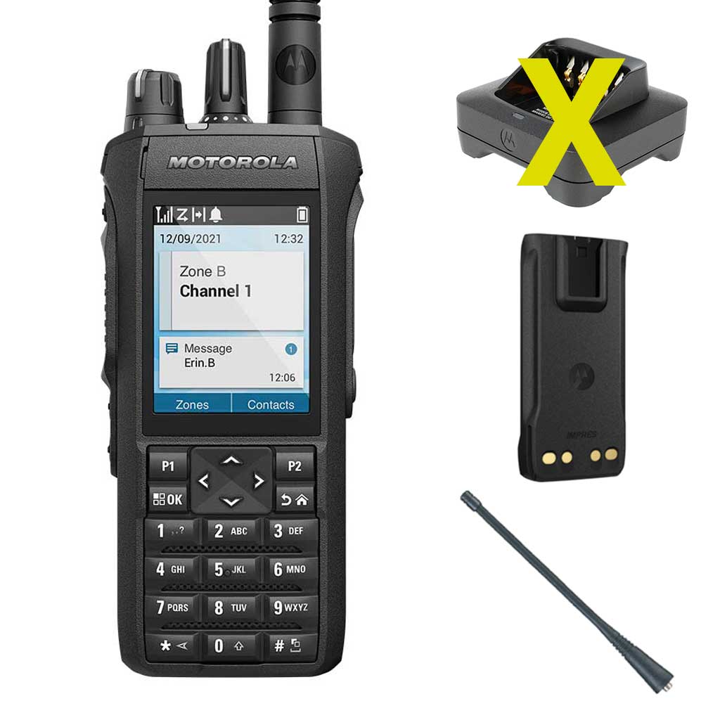 SET Motorola R7 Standard Handfunkgerät VHF mit Display und Tastatur Batterie 2200mAh Antenne MDH06JDN9WA2AN